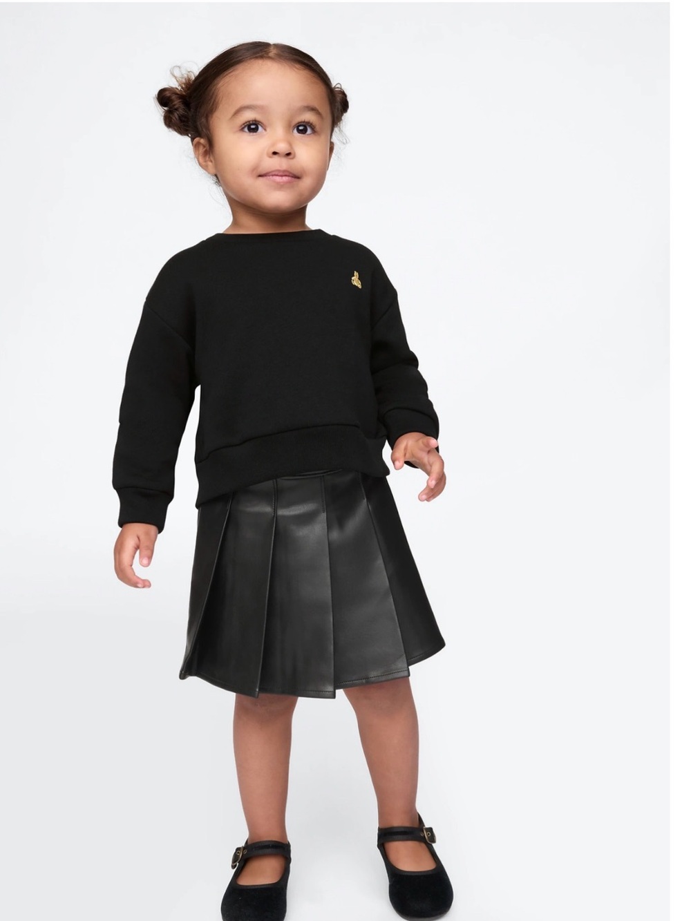 Girls baby gap outfit set size 2 black leather skort and sweatshirt